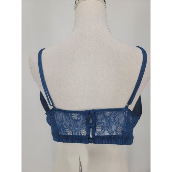 Fredericks of Hollywood Satin Lace Bralette Blue Women's Size Large NWT - Picture 4 of 7